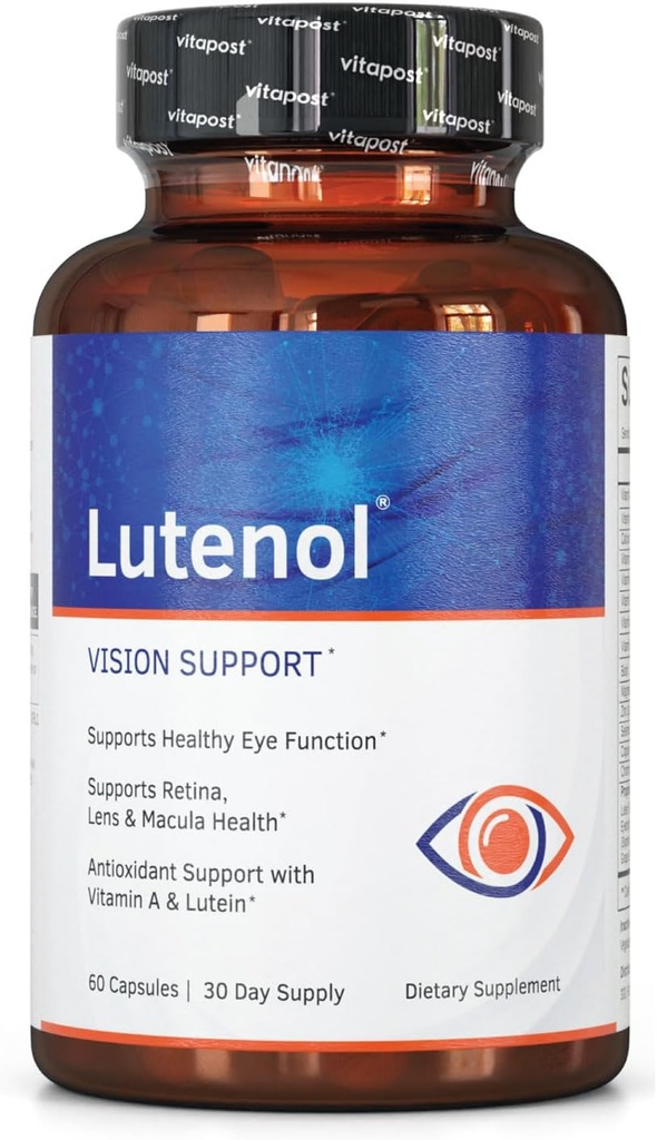 Supplément de soutien de la vision naturelle avec les vitamines oculaires, la lutéine et la zéaxanthine, la vitamine A et le zinc pour soutenir la rétine, les lentilles et la santé de Macula. 60 gélules