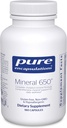 Encapsulations pures Minéral 650. Combinaison hypoallergénique de chélaté équilibré 180 Capsules