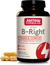 Formules de Jarrow B-Right - 100 capsules végétatives - Formule complexe de vitamine B à faible teneur en or - Soutien énergétique et métabolique - Promotion de la santé cérébrale, cardiaque et cardiovasculaire - 100 portions