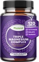 Capsules complexes de magnésium hautement potent - Triple mélange de magnésium avec du glycinate de taurat et du malate - 400mg Supplément soutient la relaxation et le bien-être général Non-OGM Vegan 120 Capsules
