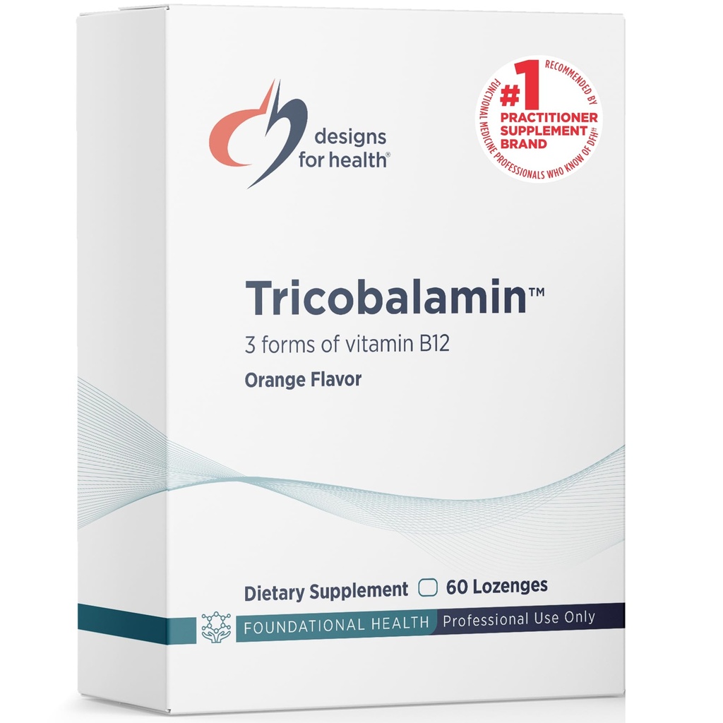 Dessins pour la santé B12 Tricobalamine Lozenges - 3000mcg Triple B12 Comprimés à dissolver rapidement avec méthylcobalamine, Adenosylcobalamine + Hydroxocobalamine - Arôme Orange Naturel (60 Lozenges)