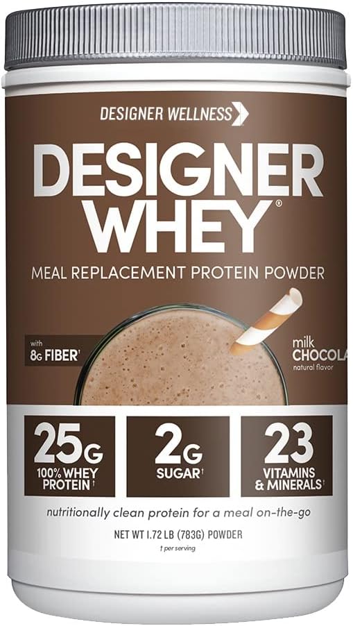 Designer Wellness, Designer Whey Protein Replacement Meal Powder, Bio Superfood complexe glucides, vitamines, minéraux, sans gluten, chocolat au lait, 1,72 livre