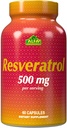 Resvératrol 1000mg par Alfa Vitamines - puissant antioxydant, aide à prévenir les dommages cellulaires - soutient la fonction cérébrale, la santé cardiovasculaire, le métabolisme, les effets anti-âge - 60 Capsules