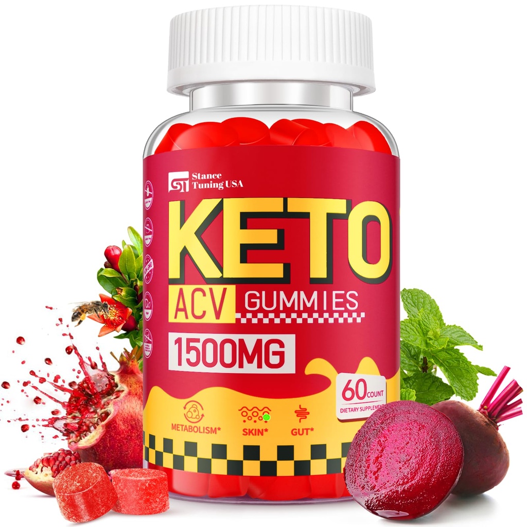Gommies de vinaigre de cidre de pomme Keto pour la perte de poids - Delicious 1500MG vinaigre avec mère, probiotiques, vitamines B6 et B12 - sans sucre, végétalien et non-OGM - soutient la santé de Gut, le métabolisme et la combustion des graisses pour les femmes