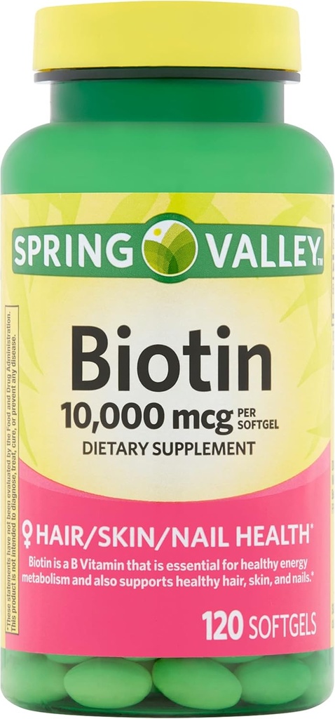 Supplément alimentaire à la biotine de Spring Valley, 10 000 mg, 120 Softgels