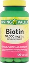 Spring Valley Biotin Dietary Supplement, 10,000 mg, 120 Softgels
