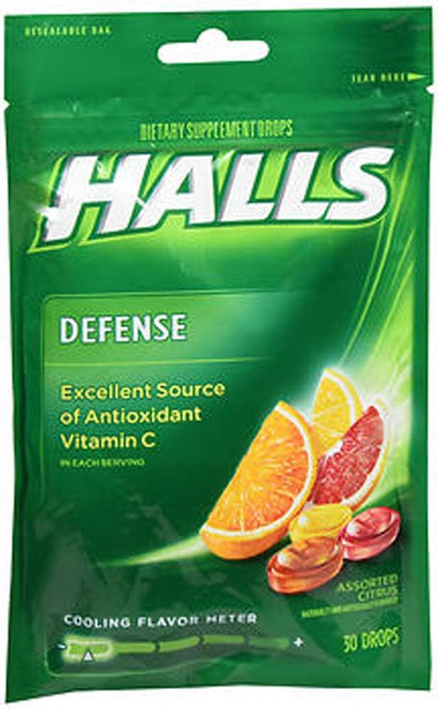 Halls Défense Vitamine C Des gouttes de supplément d'agrumes assorties - 30 gouttes