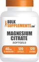 BulkSupplements.com softgels de citrate de magnésium - supplément de magnésium, supplément de citrate de magnésium - sans gluten, 1 softgel par portion (40mg de magnésium), 120 Compte (paquet de 1)