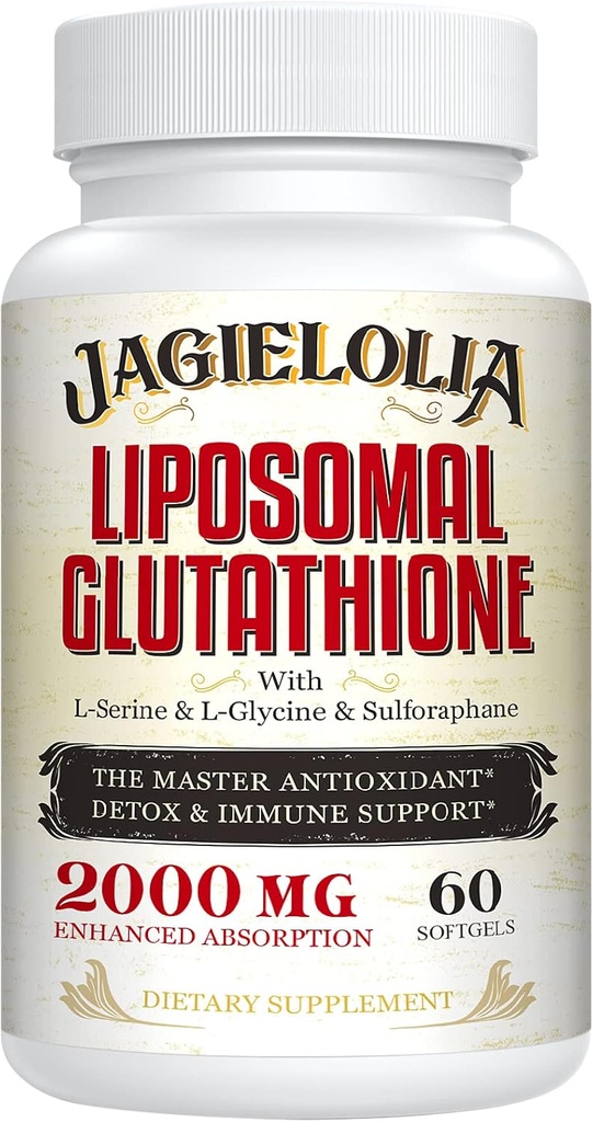 Glutathion liposomique 2000 mg avec L-Sérine, L-Glycine et Sulforaphane – Formulation unique active de L-Glutathion pour améliorer l'absorption - Master Antioxydant, Détoxifiant & Immmune