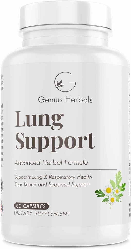 Soutien pulmonaire - vous aide à respirer plus confortablement, soutien saisonnier tout au long de l'année, nettoyage pulmonaire et formule de désintoxication pulmonaire, 60 capsules