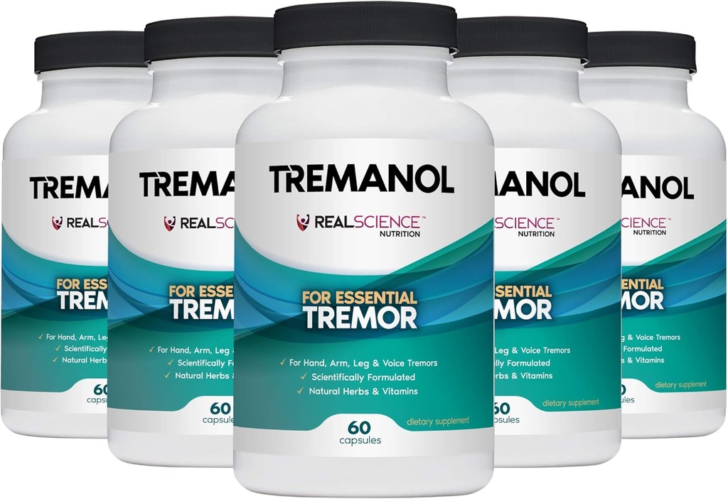 Tremanol – Paquet de 5 - Aide naturelle pour les tremblements essentiels - Offre un soulagement pour les tremblements de mains, bras, jambes et voix