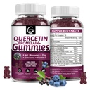 Gummies Quercetin avec Bromelain 2378mg - Mélange avec Elderberry, Echinacea Purpurea Extract, Zinc, Vitamine C,D3,K2, Complexe Supports Immune, Cardiovasculaire & Respiratoire, Gummy Vegan pour Adulte & Enfant