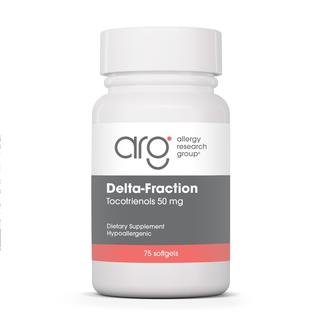Groupe de recherche sur l'allergie Supplément de tocotriénols à fraction delta - 50 mg de vitamine E, Annatte, Gamma, Tocotriénols seulement, sans tocophérol, hypoallergénique, Softgels - 75 Compte