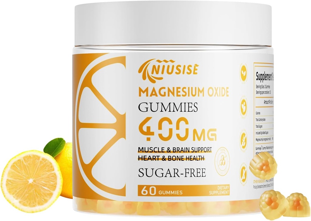 Gommies d'oxyde de magnésium pour les hommes et les femmes, supplément facilement absorbé Gommies de magnésium pour le muscle, les os et le soutien cardiaque, supplément complexe de magnésium 400mg