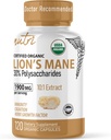 Nature's Fusions Nutri Organic Lions Mane Supplément Capsules - 1900 mg, 10:1 Extraction double, 120 Compte - Extrait de champignons (corps de fruits) - Testé par une tierce partie