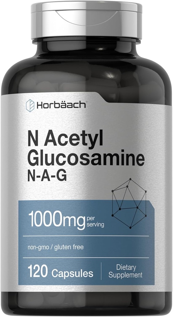 Horbaach N-acétyl Glucosamine 1000 mg de 120 gélules Supplément N-A-G Pills