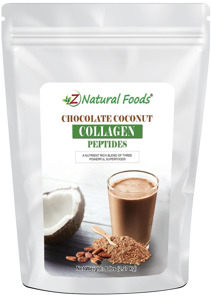Peptides de collagène au chocolat en poudre de lait de coco - 5 lb - Goût délicieux + Zéro sucre - Collagène hydrolysé + Cacao biologique + Poudre de lait de coco - Sans gluten et sans OGM