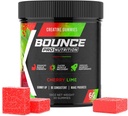Bounce Pro Gommies monohydratées pour les hommes et les femmes, Basse calories, 6G de créatine par portion, Vegan, Anti-Melting, Sans gluten, Non-OGM, 2g de créatine par Gummy (30ct, Cherry Lime)