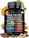Adndale Sea Moss Black Seed Oil Capsules de gingembre Ashwagandha. Capsules SeaMoss avec huile de graines noires, Ashwagandha, curcuma, Moringa, Bladderwrack, root de Burdock, miel de Manuka, cannelle