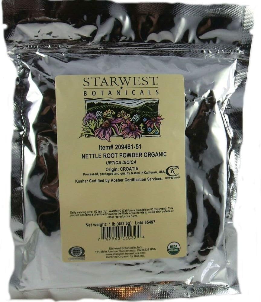 Nettle Root Powder Organic - Urtica Dioica, 1 lb,(Starwest Botanicals)