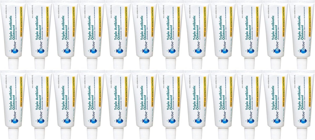 Onguent antibiotique triple Globe, 0.5 oz (24-Pack) Onguent antibiotique de premiers soins, protection contre les infections 24 heures sur 24, traitement des blessures pour les petites éraflures, brûlures et coupures