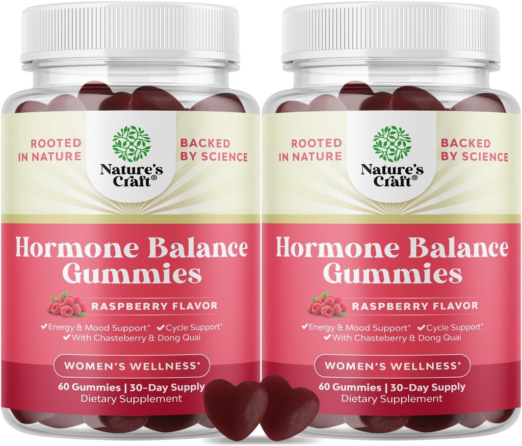 Hormone Balance for Women Gummies of All Ages - PMS Support Supplement for Women to Regulate Menstrual Cycle & Hormonal Balance Menopause & Mood Swings with Vitamin B6 & Dong Quai - 60 Chews - 2 pack