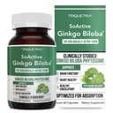 SoActive Ginkgo Biloba avec GinkgoSelect® Phytosome.Studié cliniquement Absorption améliorée pour le cerveau, le coeur et le soutien mémoire – 180 mg – Aide à maintenir la circulation et la santé cognitive (60 capsules)