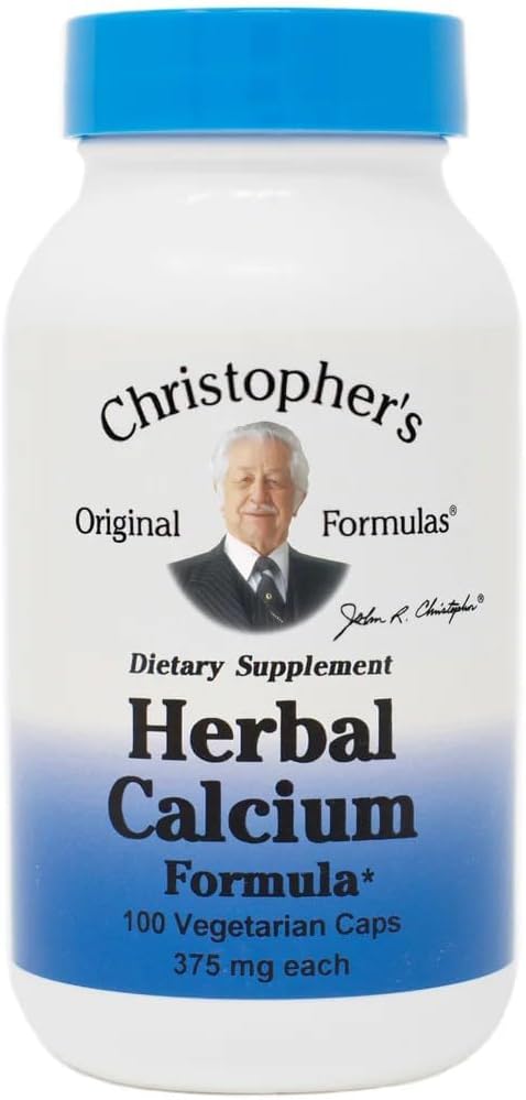 Formules originales de Christopher Calcium à base de plantes, soutien des os naturels, 100 capsules, paquet de 1