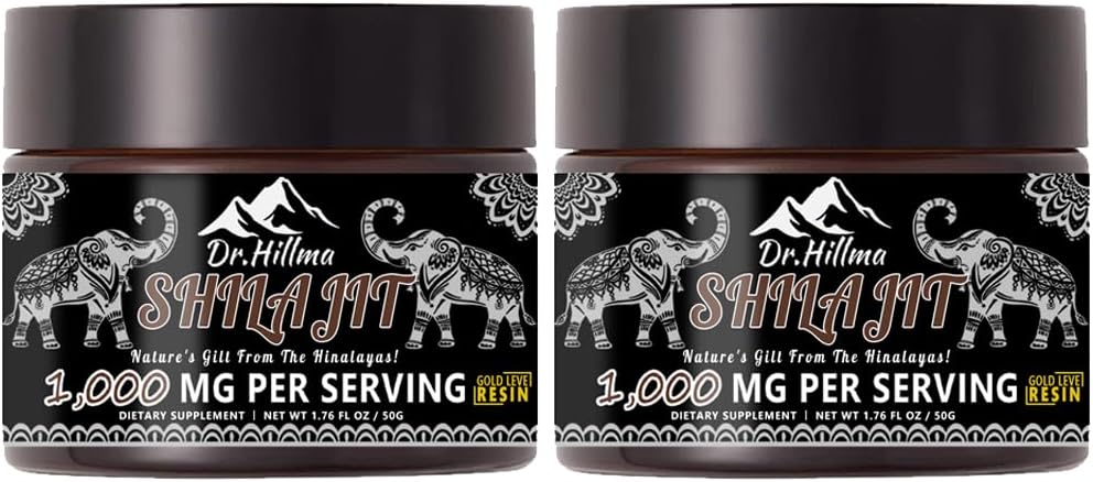 Résine Shilajit pure, authentique Golden Grade A,1000mg Potence maximale Résine Shilajit biologique naturelle avec acide fulvic pour l'énergie,Immmune Support,50 Grams,2 Pack