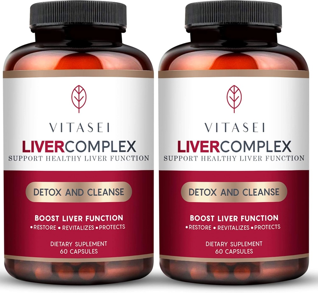 VITASEI Liver Cleanse Detox & Repair, Complexe du foie W/Milk Thistle Extract, Garcinia, Curcumin C3, Soutien complément alimentaire à base de plantes, Formule de détox pour les femmes et les hommes, 60 Capsule (paquet de 2)