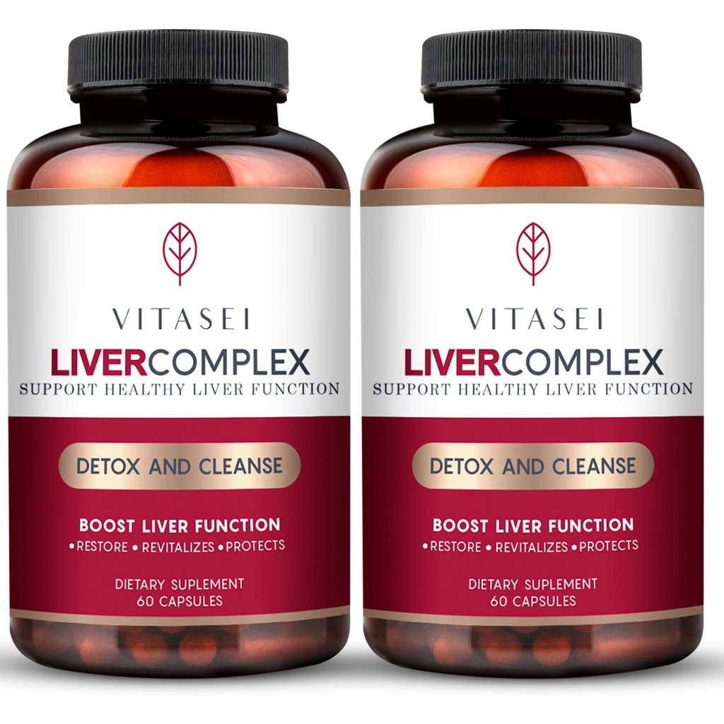 VITASEI Liver Cleanse Detox & Repair, Complexe hépatique W/Milk Thistle Extract, Garcinia, Curcumin C3, Soutien complément alimentaire à base de plantes, Formule de détox pour les femmes et les hommes, 60 Capsule (paquet de 2)