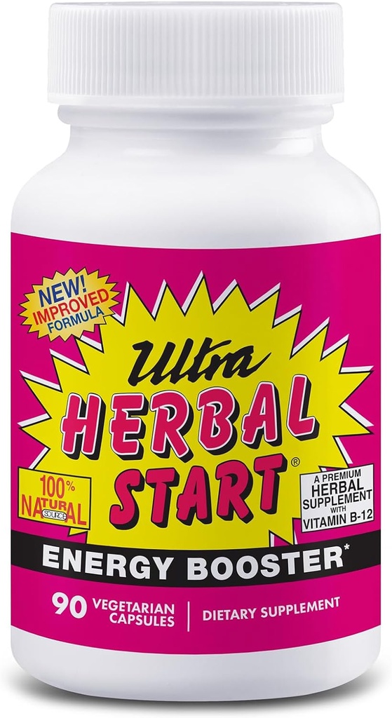 Ultra Herbal Start Energy Booster - avec B-12, Panax Ginseng, Yerba Mate, Kola Nut, Spirulina & Echinacea