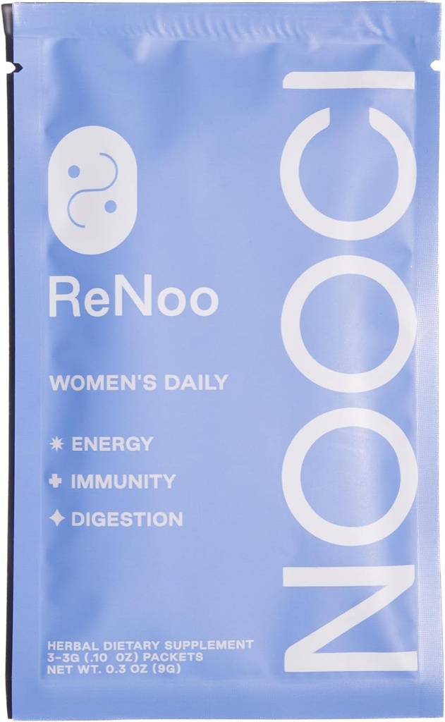 NOOCI ReNoo poudre quotidienne pour l'énergie, l'immunité, la digestion Taille de voyage: Non ajouté sucre: Non-GMO: Vegan: 3 sachets, thé vert