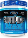 Gaspari Nutrition SuperPump MAX, la poudre de pré-entraînement ultime, pré-entraînement énergétique durable, booster à oxyde nitrique, croissance musculaire, récupération et réapprovisionne électrolytes (40 portions, glace framboise bleue)