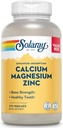 SOLARAY Supplément au zinc de magnésium de calcium - avec du calcium 1000mg, du magnésium 500mg - Santé osseuse, fonction musculaire, santé cardiaque et immunitaire - Vegan, garantie de 60 jours, 68 portions, 275 VegCaps