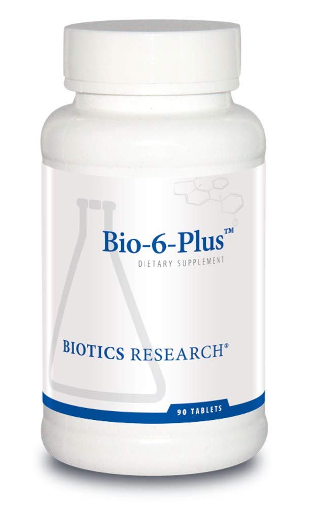 Recherche en biotique Bio 6 Plus Soutien digestif, soutient la fonction pancréatique, 50 000 unités NF Amylase, 9 300 unités NF Lipase, 50 000 unités NF Protease, enzymes pancréatiques et digestifs 90 comprimés