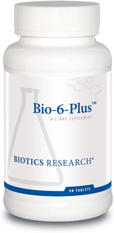 Recherche en biotique Bio 6 Plus Soutien digestif, soutient la fonction pancréatique, 50 000 unités NF Amylase, 9 300 unités NF Lipase, 50 000 unités NF Protease, enzymes pancréatiques et digestifs 90 comprimés