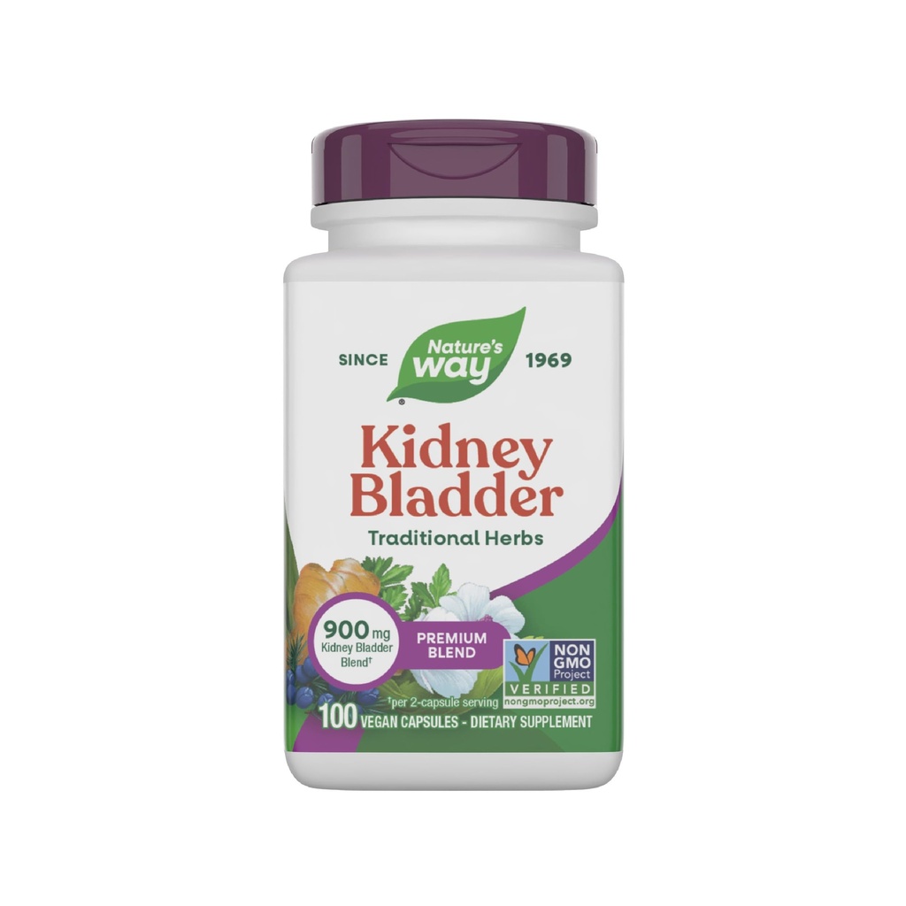 Nature's Way Rein Bladder Premium Blend, Supplément aux herbes traditionnelles, 900 mg par portion de 2 capsules, Projet non OGM vérifié, végétalien, 100 capsules (paquetage May Vary)