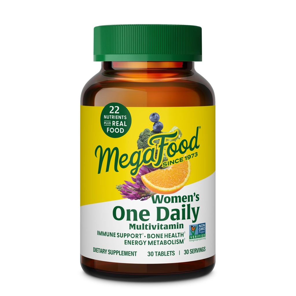 MegaFood Womens Multivitamin One Daily - Multivitamin for Women - Vitamin C, Vitamin D, Iron & B Vitamins - Bone, Energy Metabolism & Immune Support - Vegetarian, GlutenFree - 30 Tablets, 30 Servings