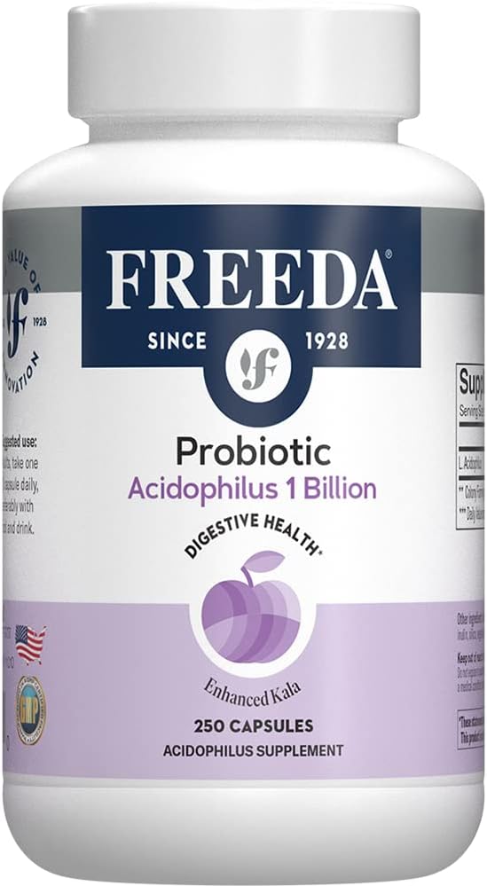 FREADA Acidophilus Probiotique 1 milliard UFC - Lactobacillus Acidophilus Probiotiques pour les femmes et les hommes - Probiotiques pour la santé digestive des femmes - Suppléments santé pour les femmes et les hommes (250 capsules)