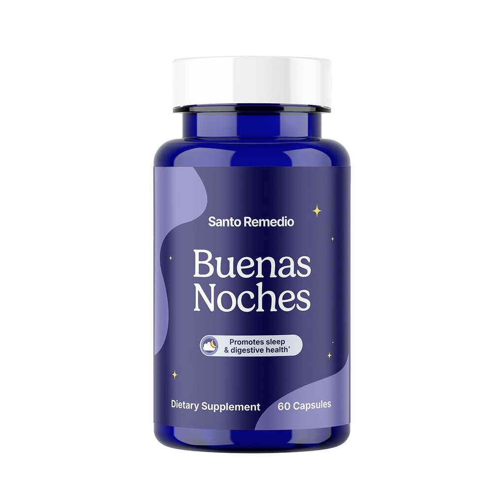 Santo Remedio Buenas Noches, favorise le sommeil, soutient la santé digestive, contient Zylaria®, DE111® (Probiotiques), Mélatonine