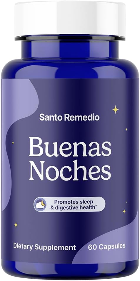 Santo Remedio Buenas Noches, favorise le sommeil, soutient la santé digestive, contient Zylaria®, DE111® (Probiotiques), Mélatonine