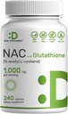SUPPLÉMENT DE DÉAL Supplément NAC (N-acétyl Cysteine) 1 000 mg par portion avec du glutathion réduit, 240 Capsules – Soutien antioxydant pour la santé immunitaire, le poumon et la fonction hépatique