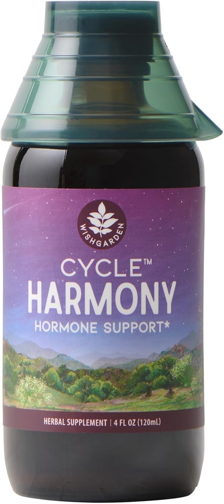 WishJarden Herbs Cycle Harmony Hormone Support - Plant-Based Herbal Supplement w/Vitex & Wild Yam supporte le cycle menstruel normal et les problèmes hormonaux, PMS, cycles irréguliers, problèmes d'ovulation, 4oz