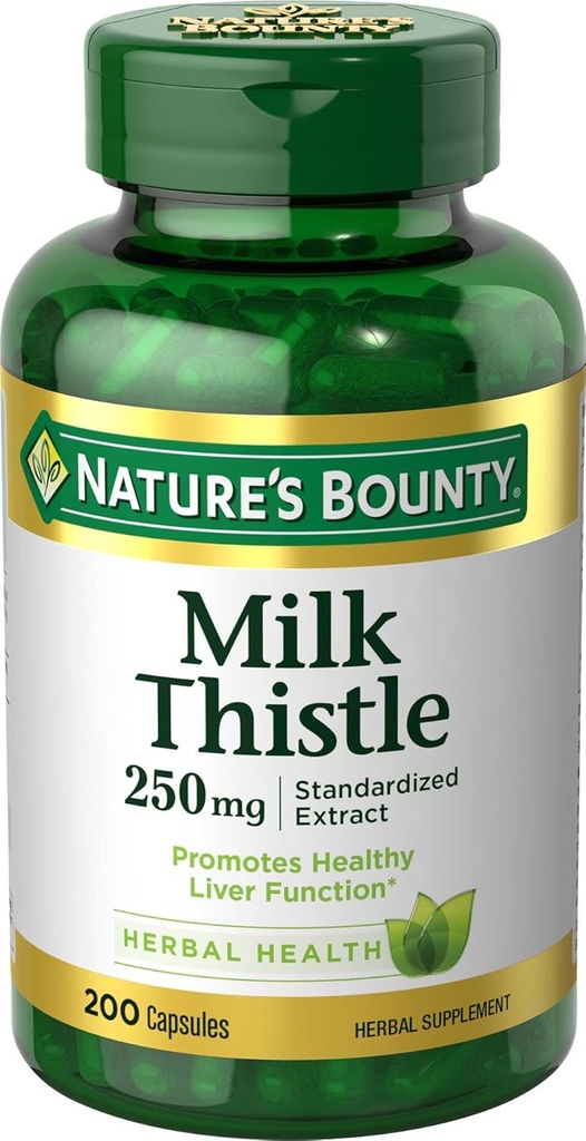 Nature's Bounty Lait Thistle 250mg Capsule - 200ct, 0.39 Bouteille