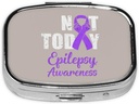 Pas aujourd'hui Sensibilisation à l'épilepsie Ribbon Square Mini Pill Case Médecine de voyage Organisateur Compartiments portatifs Boîte à pilules métalliques