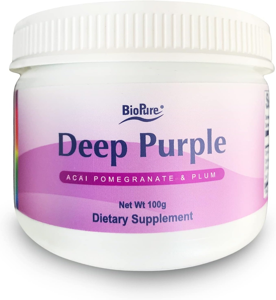 BioPure Deep Purple – Supplément diététique surfruit tout naturel fabriqué à partir d'un mélange synergique d'açai biologique, de grenade biologique et de prune pour la santé de Gut, le soutien immunitaire et le bien-être global – 100g