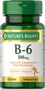 Nature's Bounty Vitamine B6 100mg Comprimés - soutient le métabolisme énergétique et la santé du système nerveux, 100 Ct