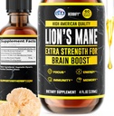 HERBIFY Lions Mane Supplément - Supplément quotidien de champignons pour la mémoire, le focus et la clarté - Brain Booster - Lions Mane Tecture for Immmune Support - 4 Fl oz