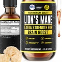 HERBIFY Lions Mane Supplément - Supplément quotidien de champignons pour la mémoire, le focus et la clarté - Brain Booster - Lions Mane Tecture for Immmune Support - 4 Fl oz